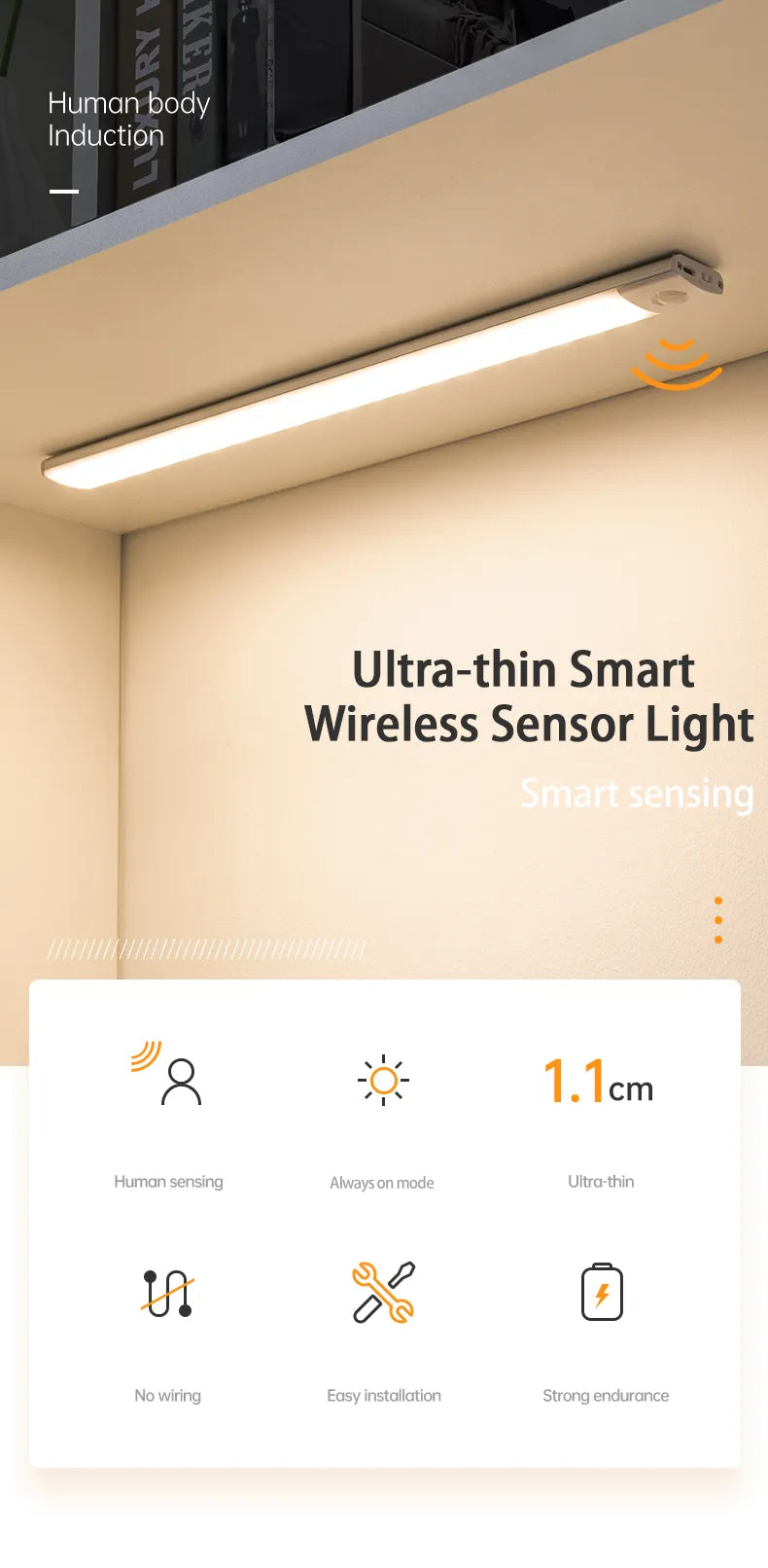 Wireless LED lamp with sensor